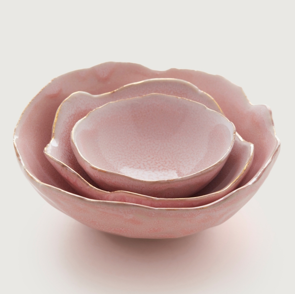 Monica Vinader x Florence St George Pink 3 Nesting Bowls New in Box